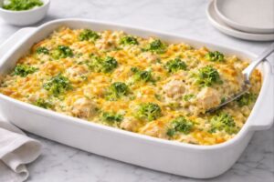 Cheesy Chicken Broccoli Rice Casserole