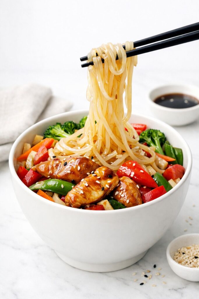 Chicken Teriyaki Stir Fry with Rice Noodles