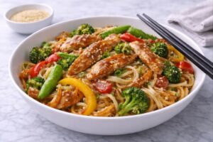 Chicken Teriyaki Stir Fry with Rice Noodles