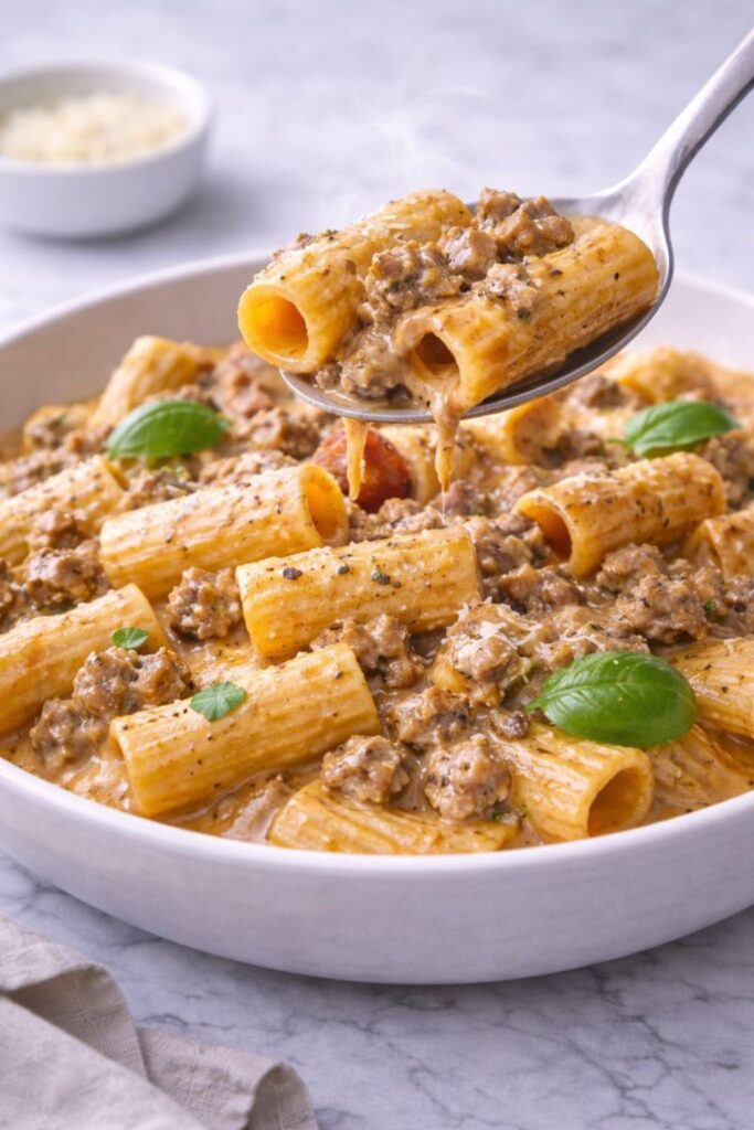 Creamy Sausage Rigatoni Pasta