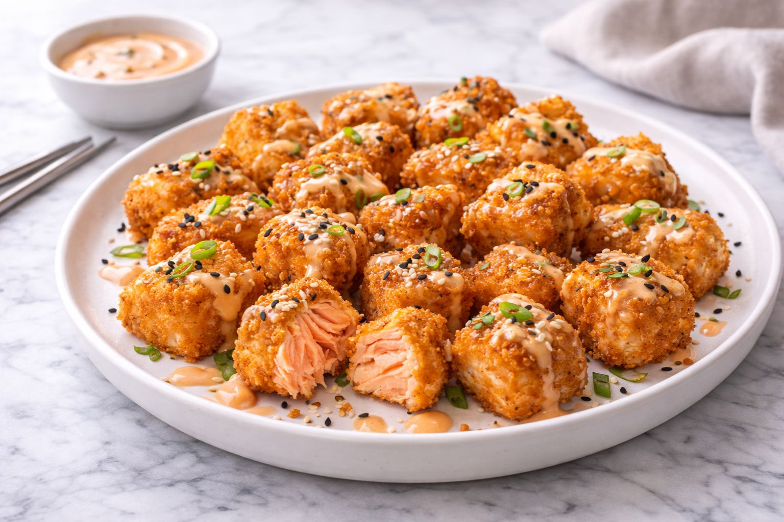 Crispy Bang Bang Salmon Bites