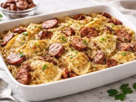 Crock Pot Pierogi and Kielbasa Casserole
