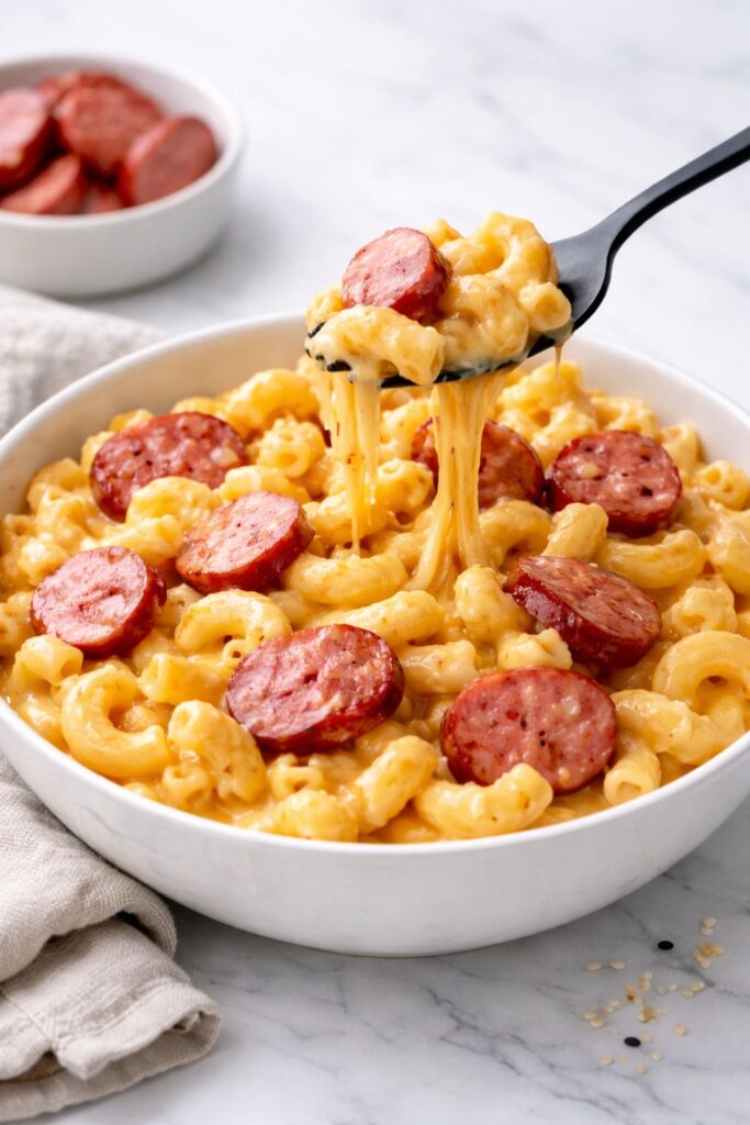 Crockpot Mac and Cheese With Kielbasa