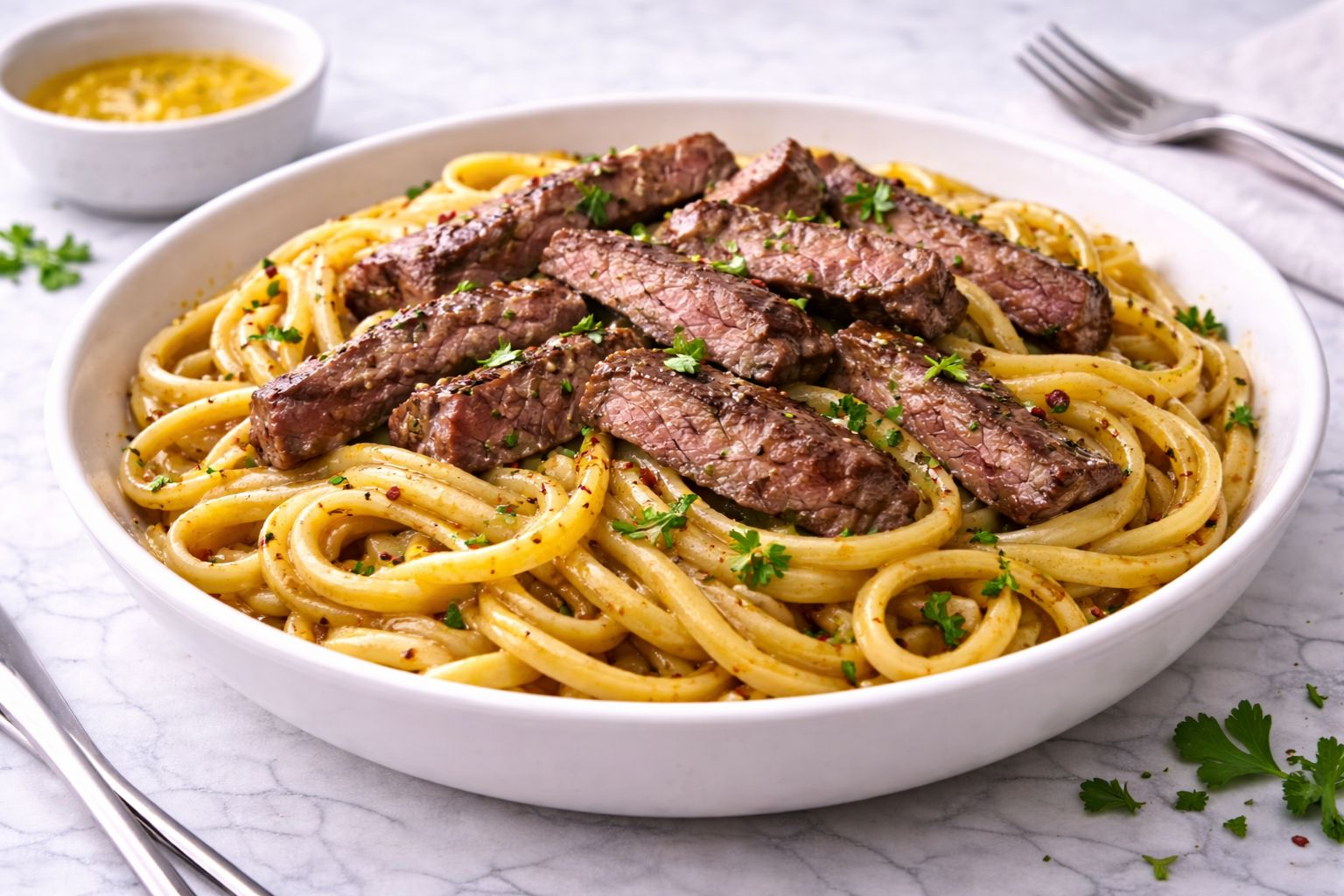 Garlic Butter Steak Lightning Noodles Recipe