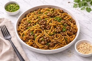 Mongolian Ground Beef Noodles Recipe