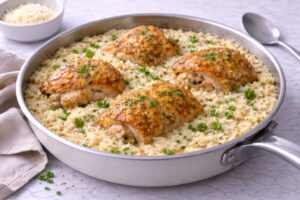 One-Pan Creamy Parmesan Chicken and Rice