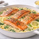 One Skillet Salmon with Lemon Orzo