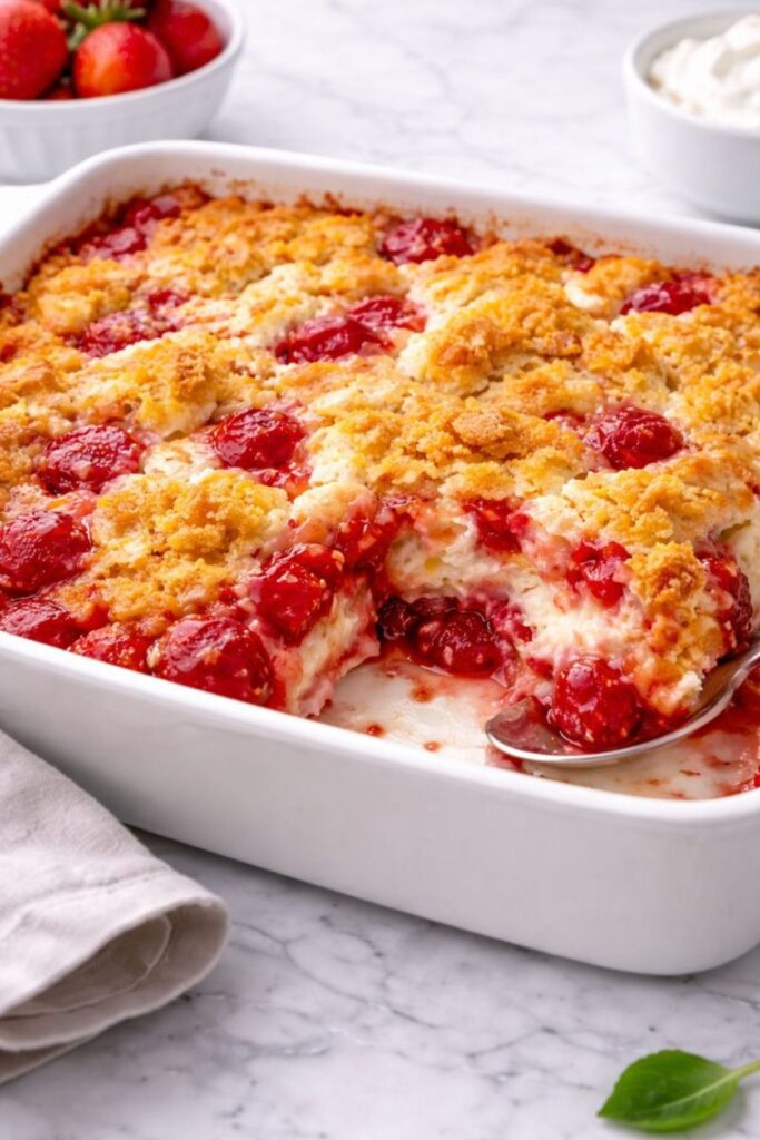 Strawberry Cheesecake Dump Cake