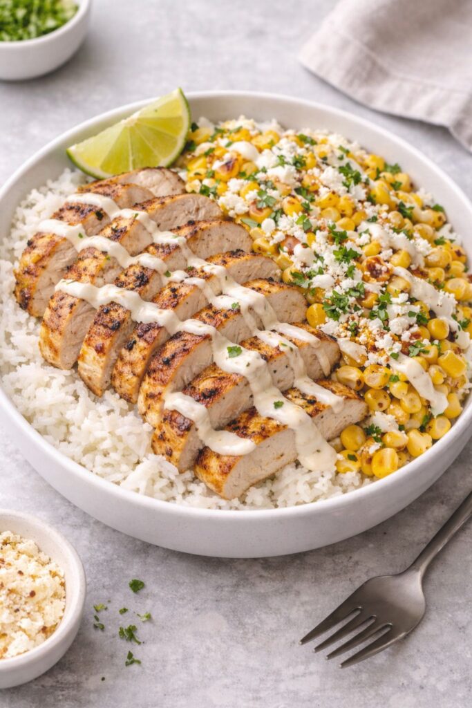 Street Corn Chicken Rice Bowl