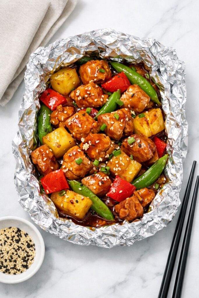 Teriyaki Chicken and Pineapple Foil Packets Recipe