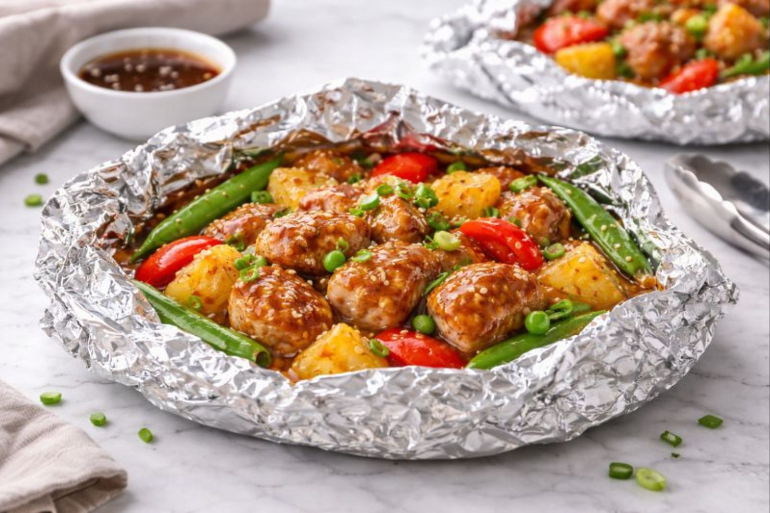 Teriyaki Chicken and Pineapple Foil Packets Recipe
