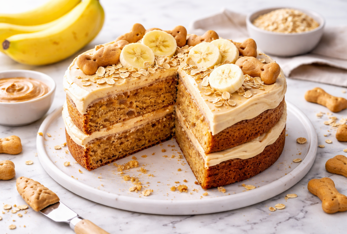 Peanut Butter Banana Dog Cake Recipe