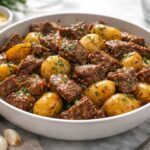 Crockpot Garlic Butter Beef Bites & Potatoes