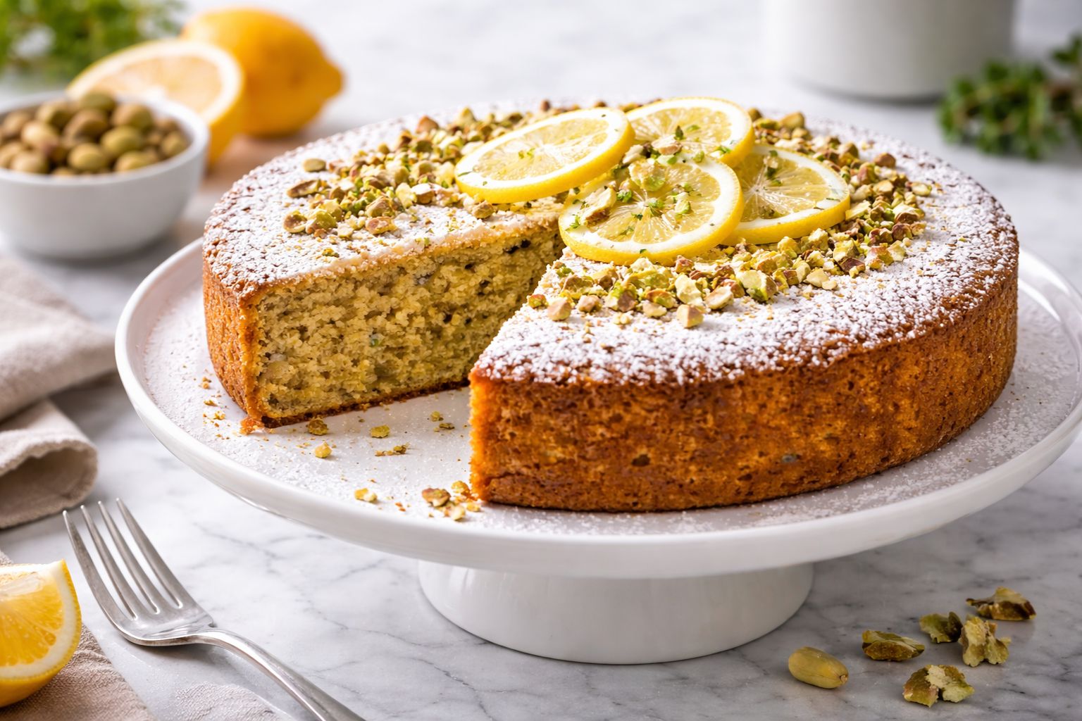 Flourless Lemon Pistachio Cake Recipe