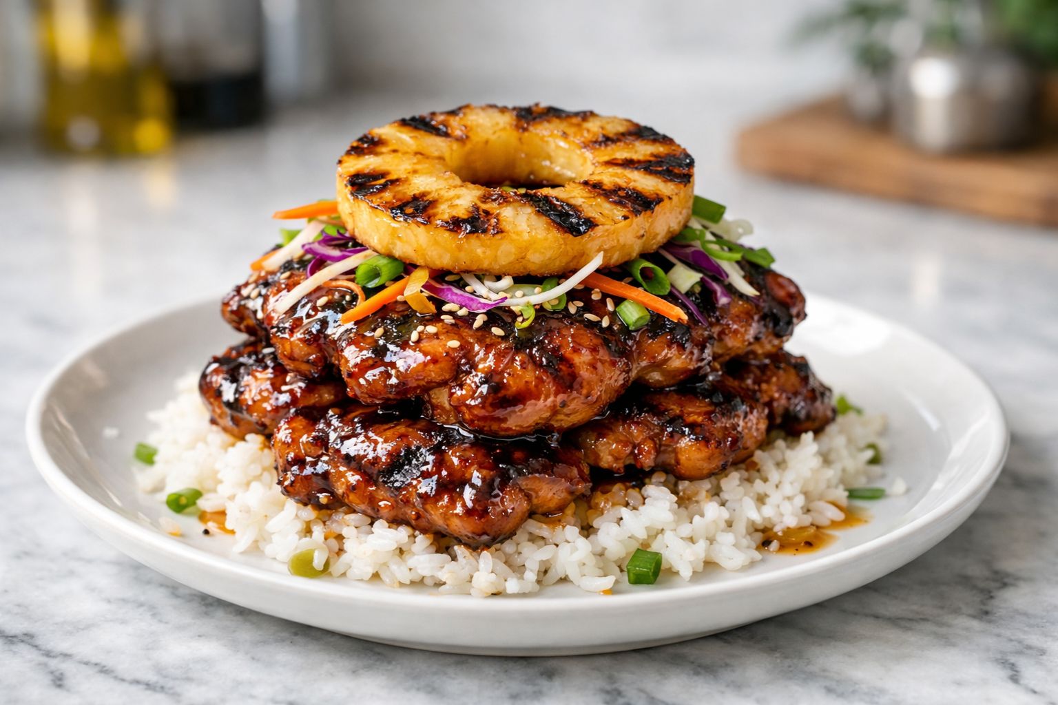 Hawaiian Huli Huli Chicken Stack