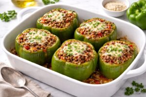 Stuffed Green Peppers With Ground Beef