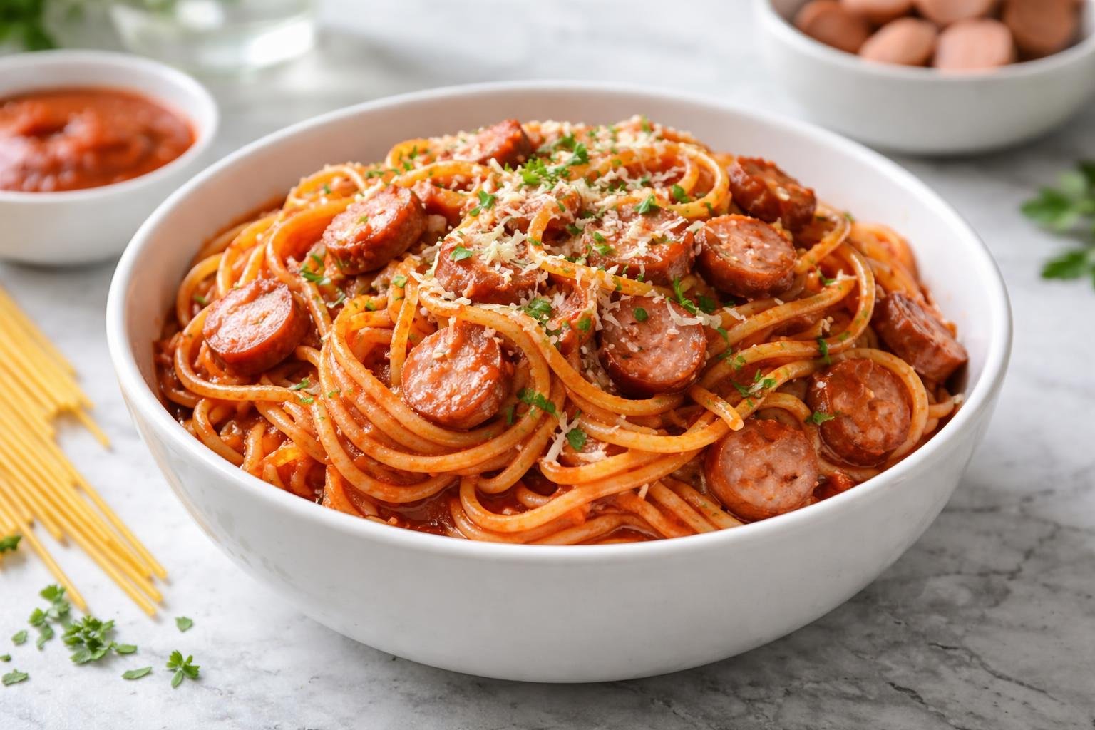 Spaghetti With Hot Dogs Recipe