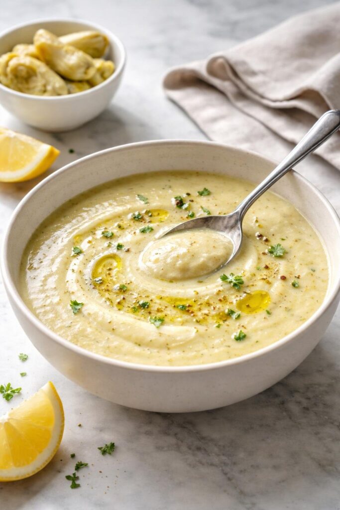Creamy Lemony Tuscan Artichoke Soup Recipe