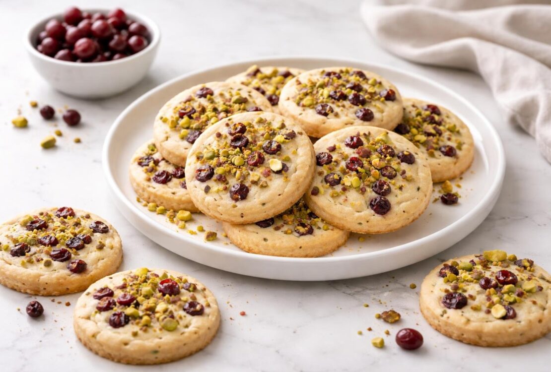 Cranberry Pistachio Shortbread Cookies Recipe