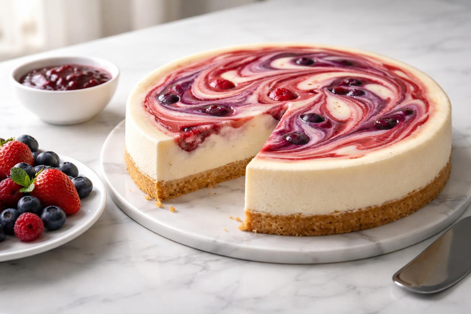 Mixed Berry Swirl Cheesecake Recipe