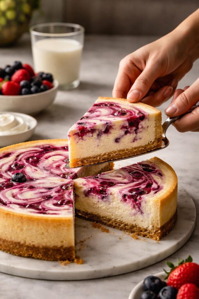 Mixed Berry Swirl Cheesecake Recipe