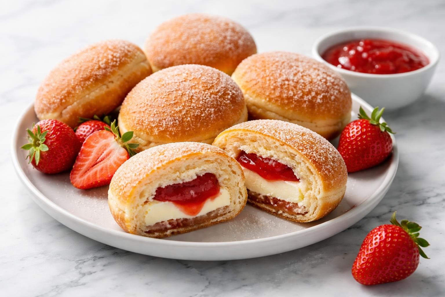 Strawberry Cheesecake Stuffed Donuts Recipe