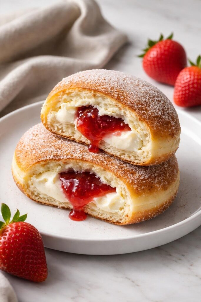 Strawberry Cheesecake Stuffed Donuts Recipe
