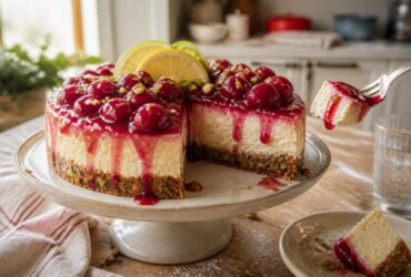 Lemon-Lime Cherry Pistachio Cheesecake Recipe