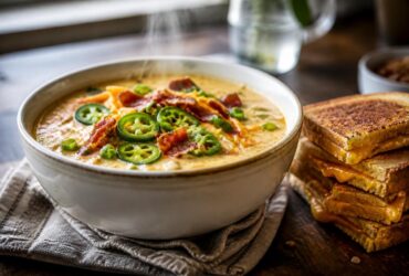 Jalapeño Popper Soup with Grilled Cheese Dippers Recipe