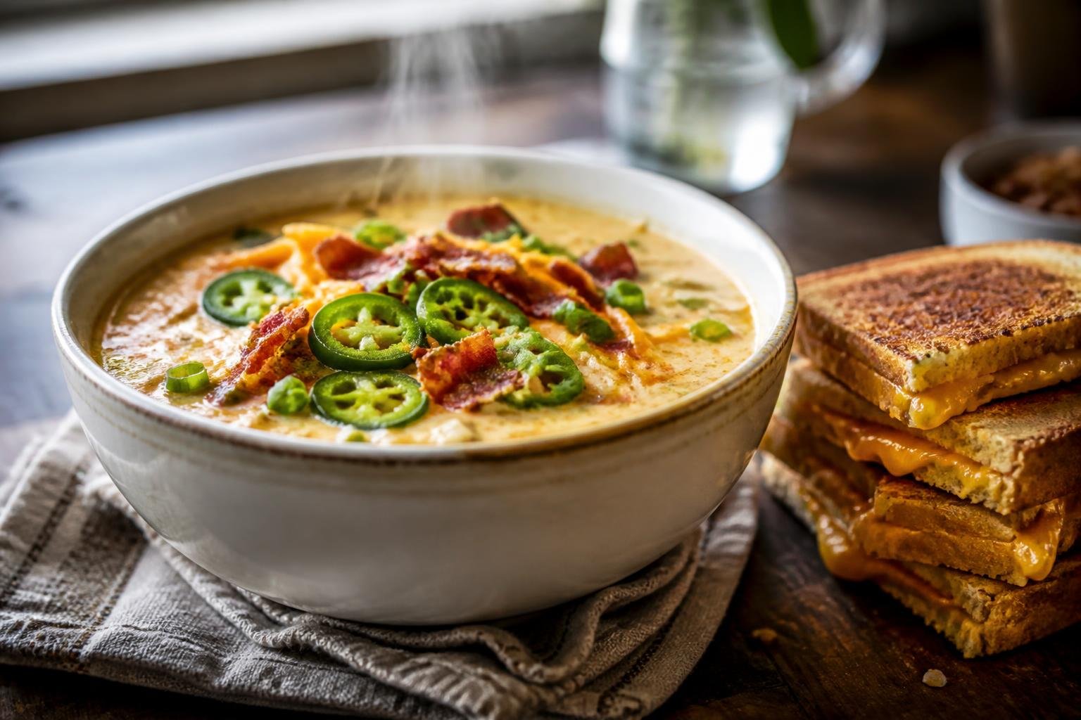 Jalapeño Popper Soup with Grilled Cheese Dippers Recipe