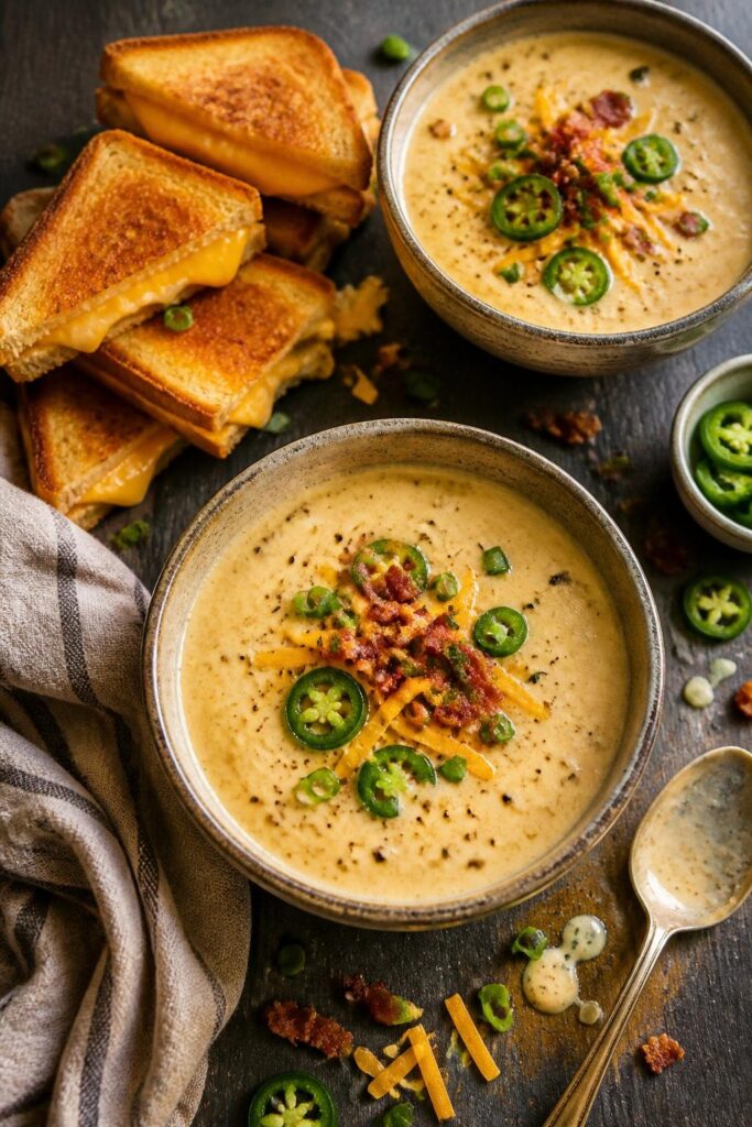 Jalapeño Popper Soup with Grilled Cheese Dippers Recipe